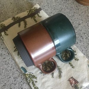 Hearth & Hand 13oz Solid Stackable Stoneware Mug Set Dark Green & Cinnamon